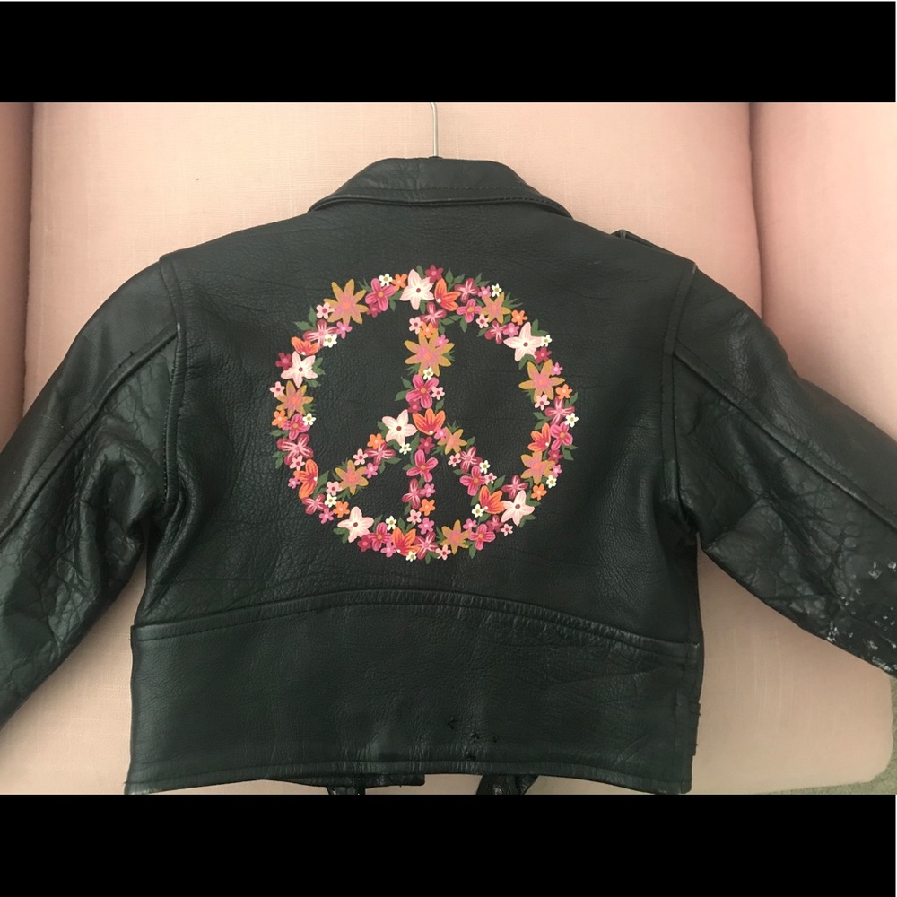 Vintage Hand Painted Leather Jacket (Kids) - Picture 2 of 4